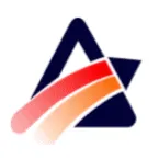 Abstract logo with triangle and colourful swoosh